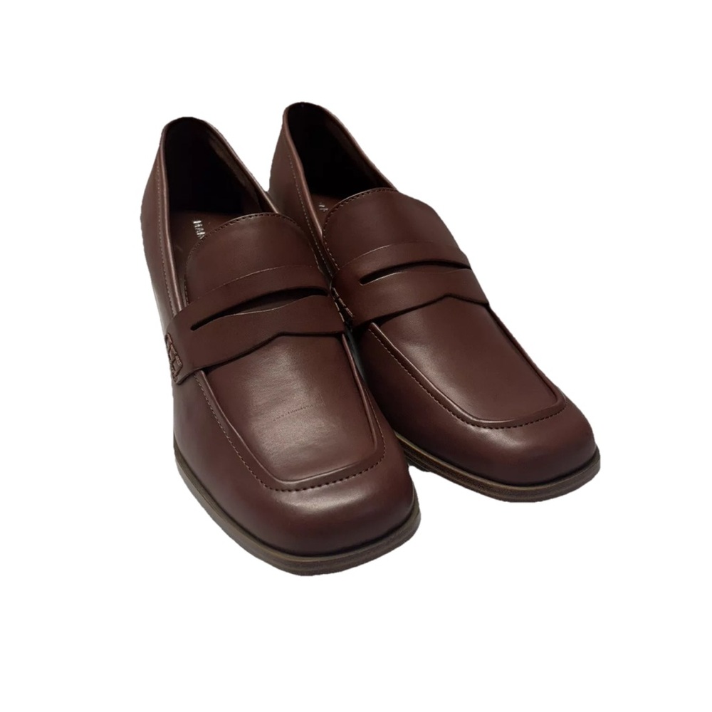 NWOT  Marc Fisher Kchris Block Heel Loafer Shoes Brown Sz 10